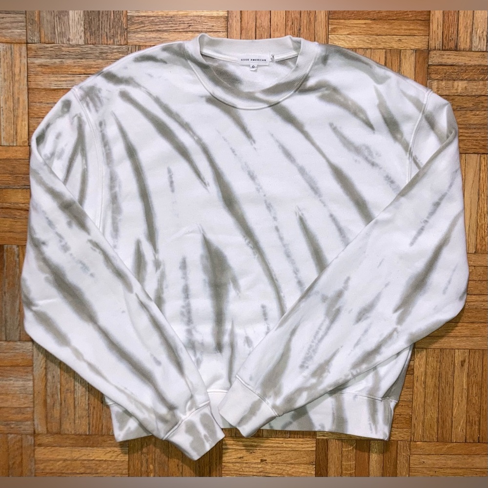 Good American Cotton Blend French Terry Sweatshirt 0